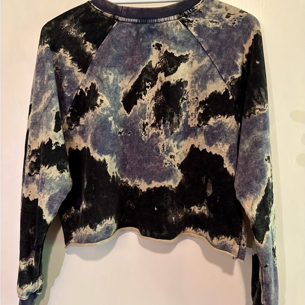 JoyLab Black and White Crop Hoodie, Acid Washed - Picture 3 of 4